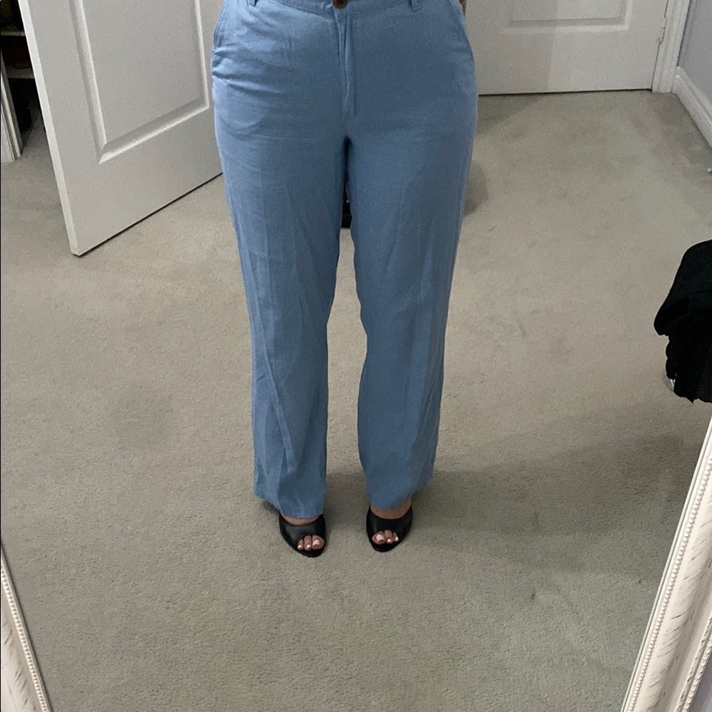 Linen Style Light Blue Pants
